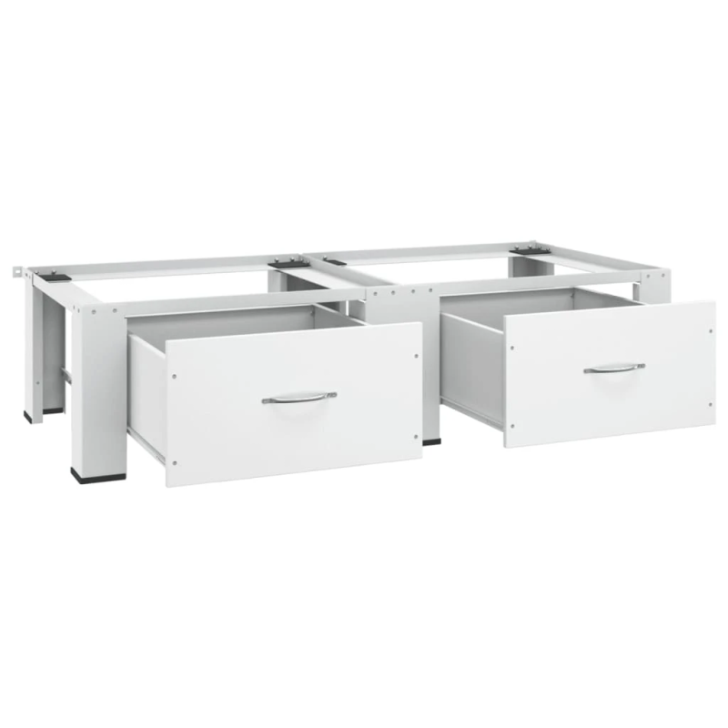 vidaXL dubultais veļasmašīnas un žāvētāja statīvs ar atvilktnēm, balts