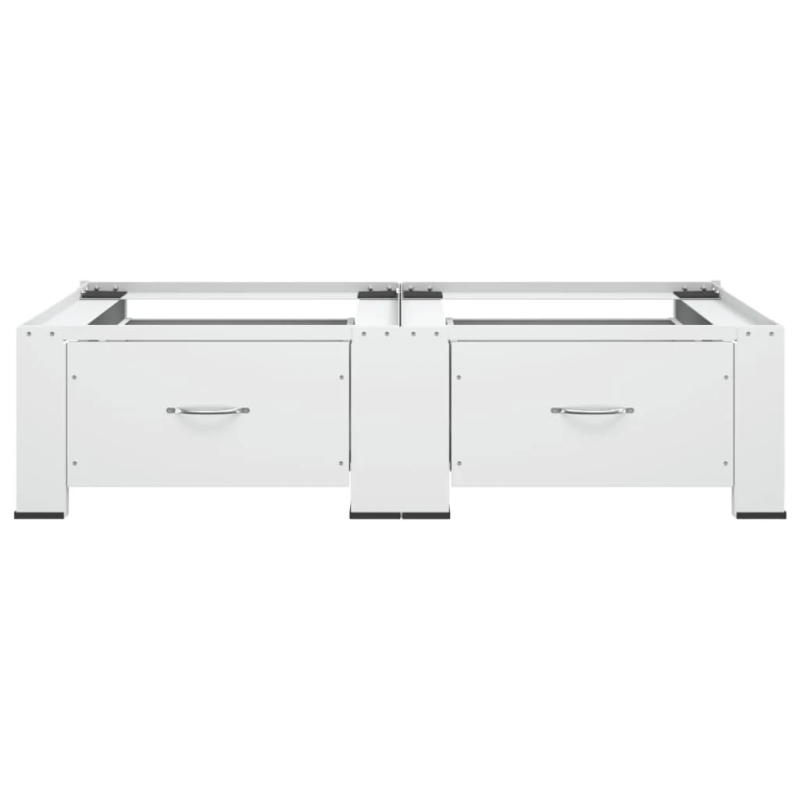 vidaXL dubultais veļasmašīnas un žāvētāja statīvs ar atvilktnēm, balts