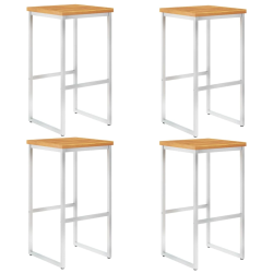 vidaXL bāra krēsli, 4 gab., akācijas masīvkoks, nerūsējošs tērauds