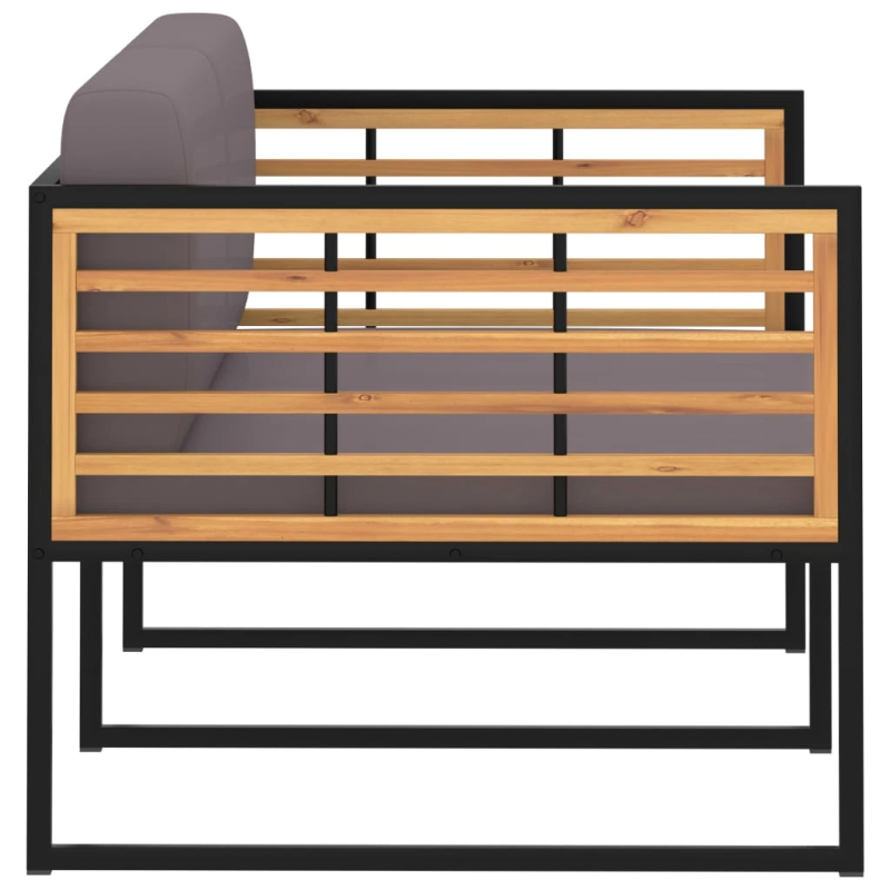 vidaXL dārza sols ar spilveniem, 136 cm, akācijas masīvkoks, pelēks