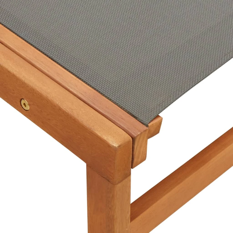 vidaXL dārza krēsls ar kāju balstu, pelēks, eikalipta masīvkoks