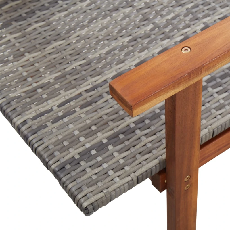 vidaXL sauļošanās zvilnis, pelēka PE rotangpalma, akācijas masīvkoks