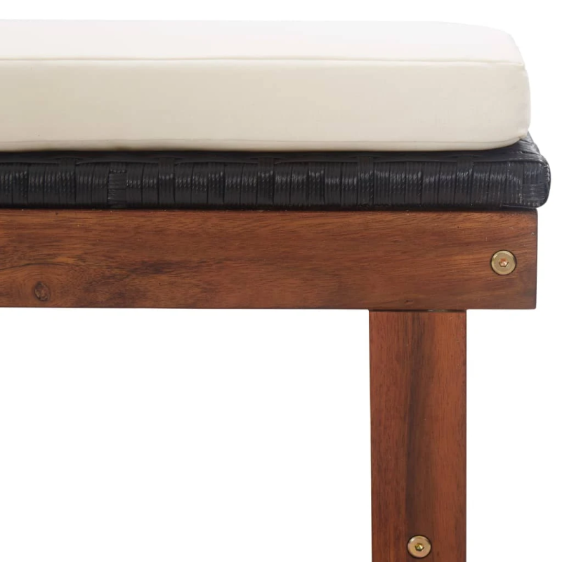 vidaXL sauļošanās zvilnis ar matraci, melna PE rotangpalma, akācija