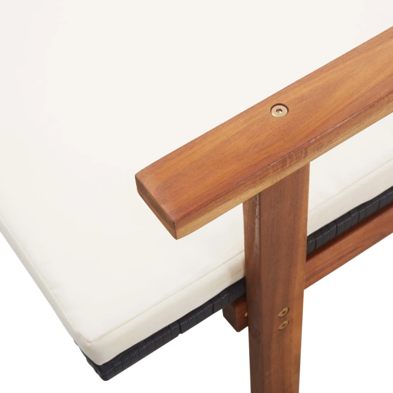 vidaXL sauļošanās zvilnis ar matraci, melna PE rotangpalma, akācija