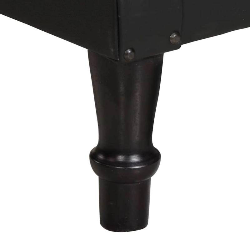 vidaXL atpūtas krēsls, melna dabīgā āda