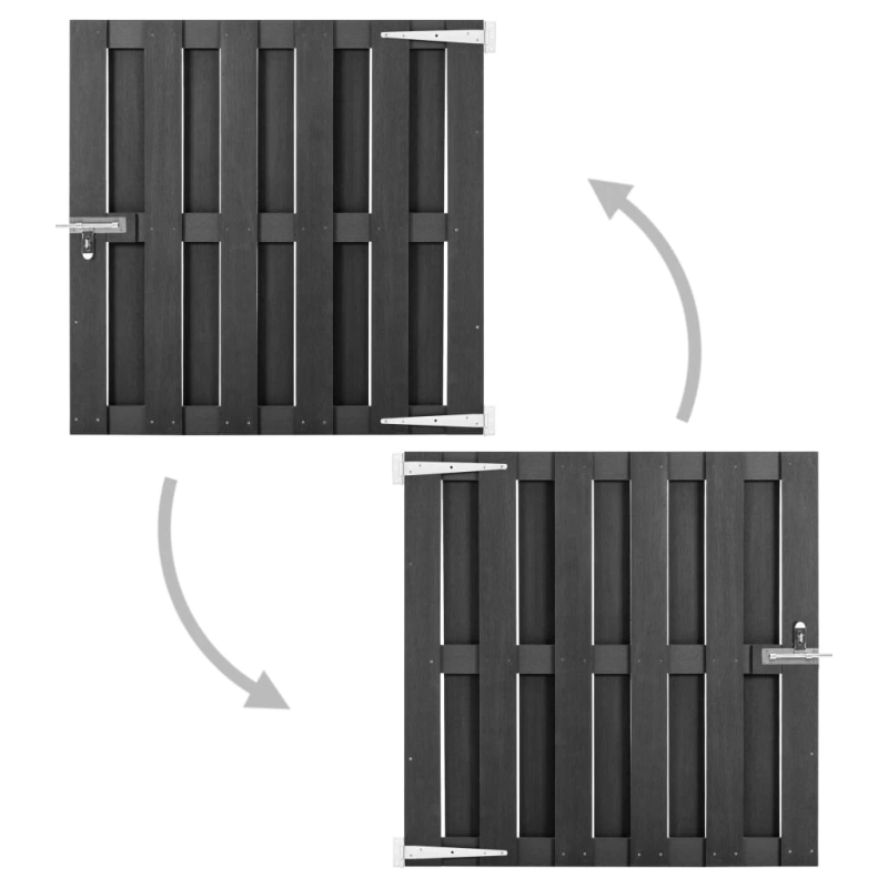 vidaXL dārza vārti, WPC, 100x100 cm, pelēki