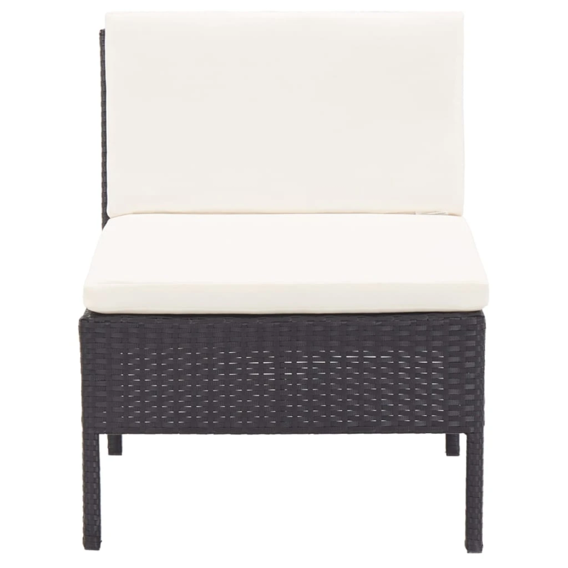 vidaXL 8-daļīgs dārza atpūtas mēbeļu komplekts ar matračiem, PE, melns