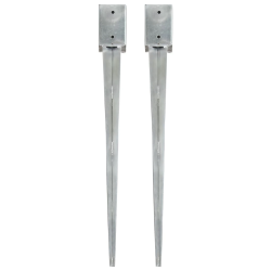 vidaXL zemes mietiņi, 2 gab., sudraba krāsa, 9x9x90 cm, tērauds