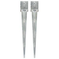 vidaXL zemes mietiņi, 2 gab., sudraba krāsa, 12x12x89 cm, tērauds