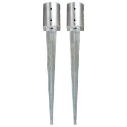 vidaXL zemes mietiņi, 2 gab., sudraba krāsa, 10x76 cm, tērauds