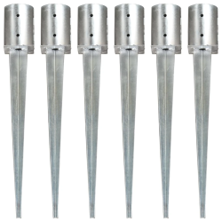 vidaXL zemes mietiņi, 6 gab., sudraba krāsa, 10x76 cm, tērauds