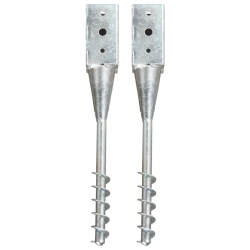 vidaXL zemes mietiņi, 2 gab., sudraba krāsa, 10x10x57 cm, tērauds