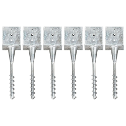 vidaXL zemes mietiņi, 6 gab., sudraba krāsa, 14x14x58 cm, tērauds