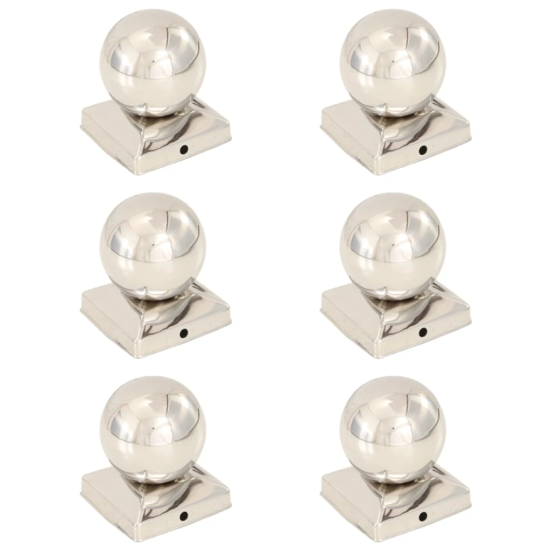 vidaXL stabu uzgaļi, 6 gab., lodveida, nerūsējošs tērauds, 91x91 mm