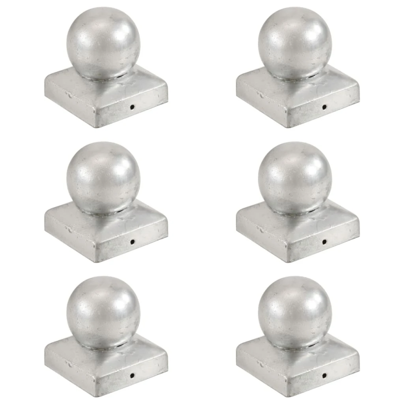 vidaXL stabu uzgaļi, 6 gab., lodveida, cinkots metāls, 71x71 mm