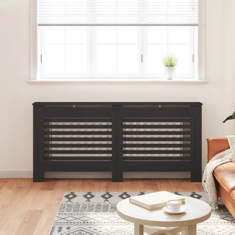 vidaXL radiatora pārsegs, melns, 172x19x81,5 cm, MDF