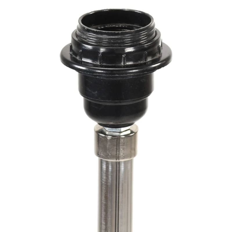 vidaXL grīdas lampa uz statīva, brūna, melna, masīvs tīkkoks, 141 cm