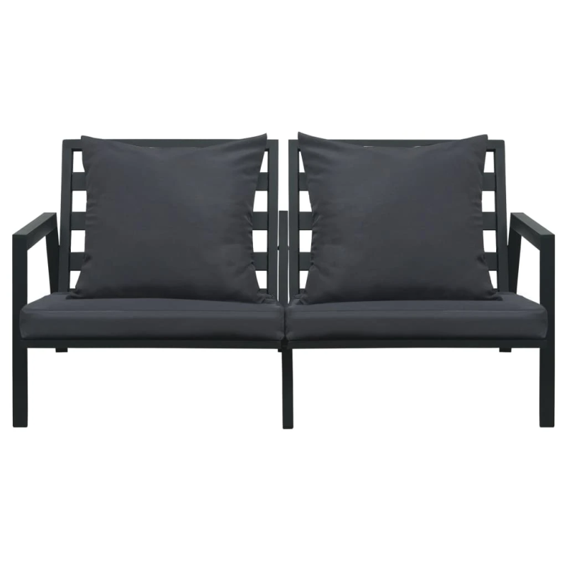 vidaXL 5-daļīgs dārza atpūtas mēbeļu komplekts ar matračiem, alumīnijs