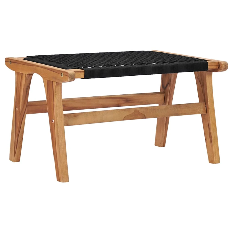 vidaXL sauļošanās zvilnis ar kāju balstu, masīvs tīkkoks un virves