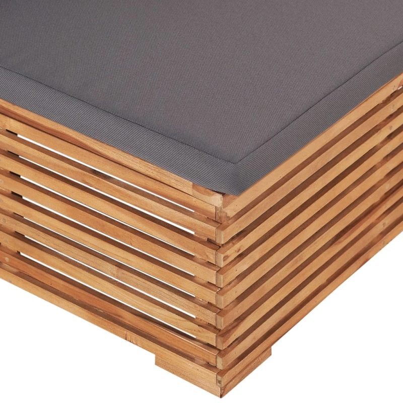 vidaXL dārza vidējais dīvāns ar pelēku spilvenu, masīvs tīkkoks