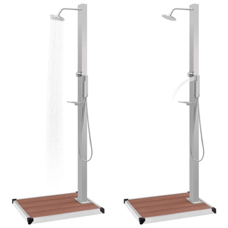 vidaXL āra duša ar pamatni, WPC, nerūsējošs tērauds