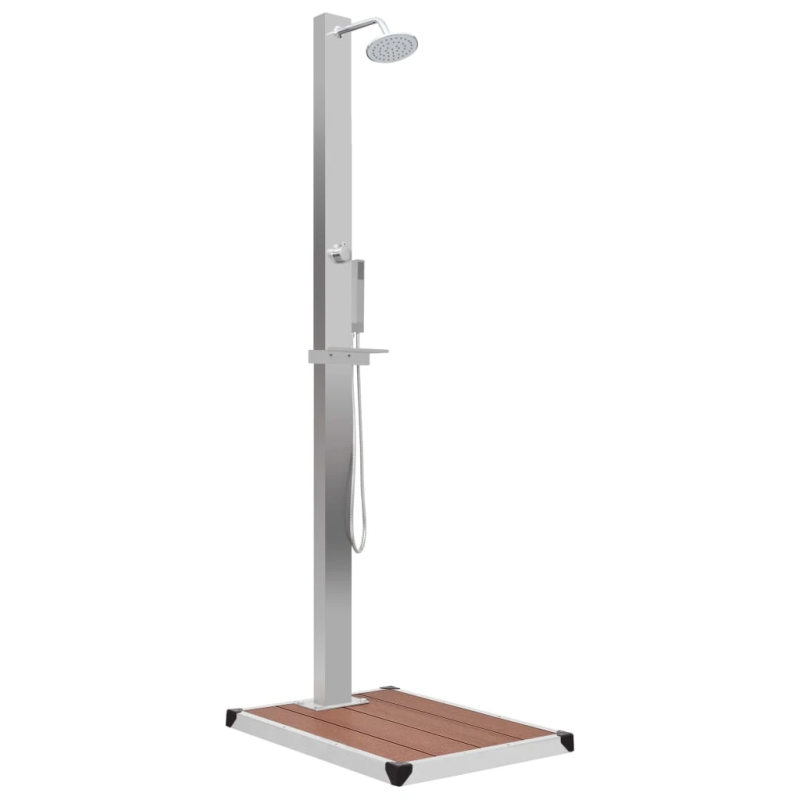 vidaXL āra duša ar pamatni, WPC, nerūsējošs tērauds