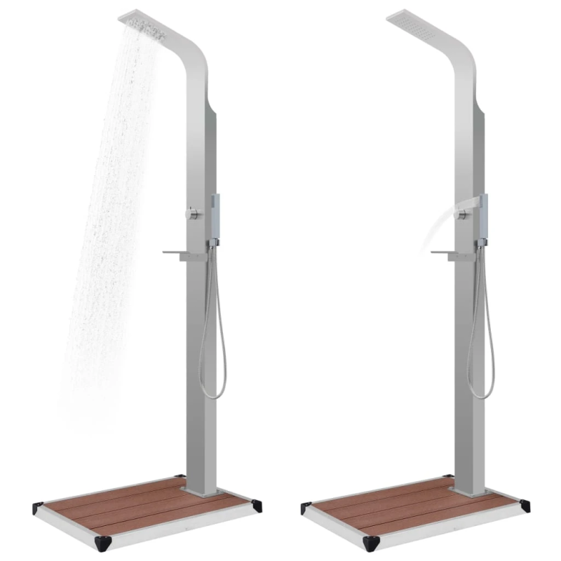 vidaXL āra duša ar pamatni, WPC, nerūsējošs tērauds