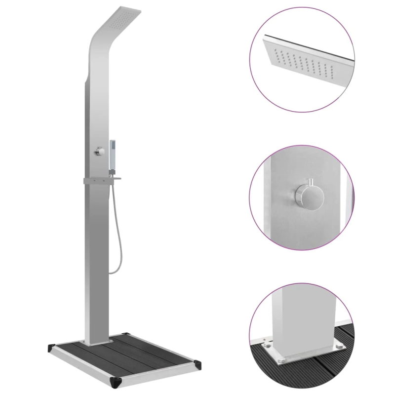 vidaXL āra duša ar pamatni, WPC, nerūsējošs tērauds