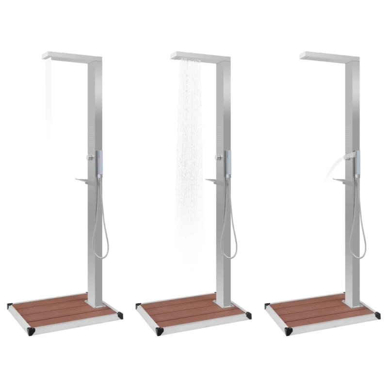 vidaXL āra duša ar pamatni, WPC, nerūsējošs tērauds