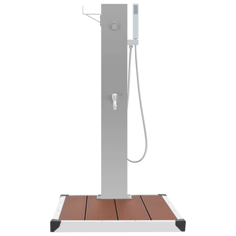 vidaXL Lauko dušas su padėklu, WPC ir nerūdijantis plienas