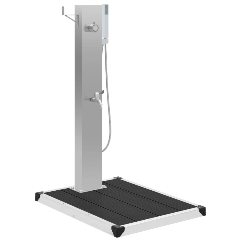 vidaXL āra duša ar pamatni, WPC, nerūsējošs tērauds