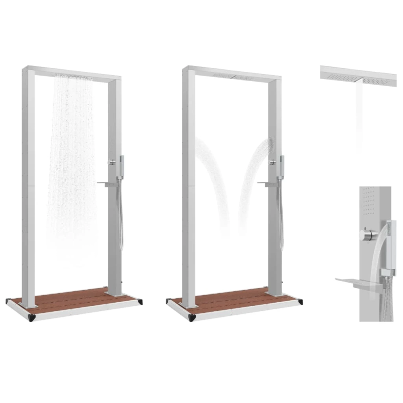 vidaXL āra duša ar pamatni, WPC, nerūsējošs tērauds