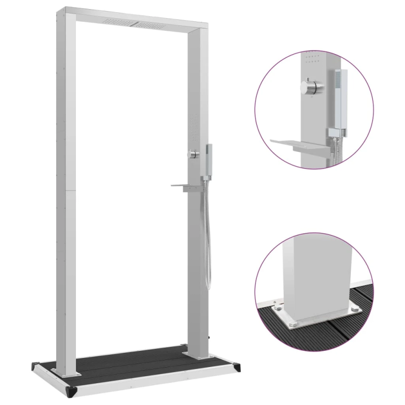 vidaXL āra duša ar pamatni, WPC, nerūsējošs tērauds