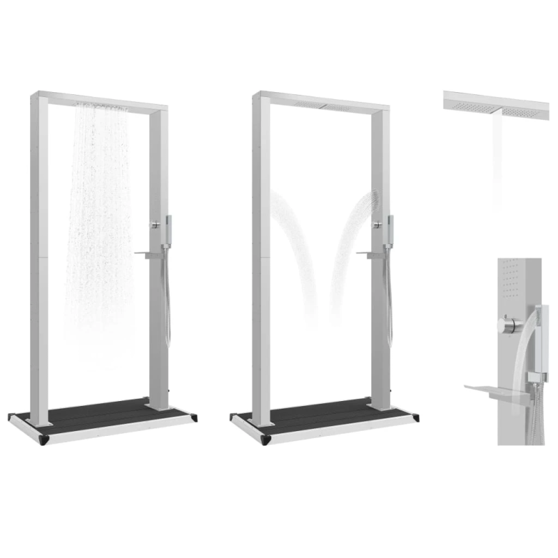 vidaXL āra duša ar pamatni, WPC, nerūsējošs tērauds