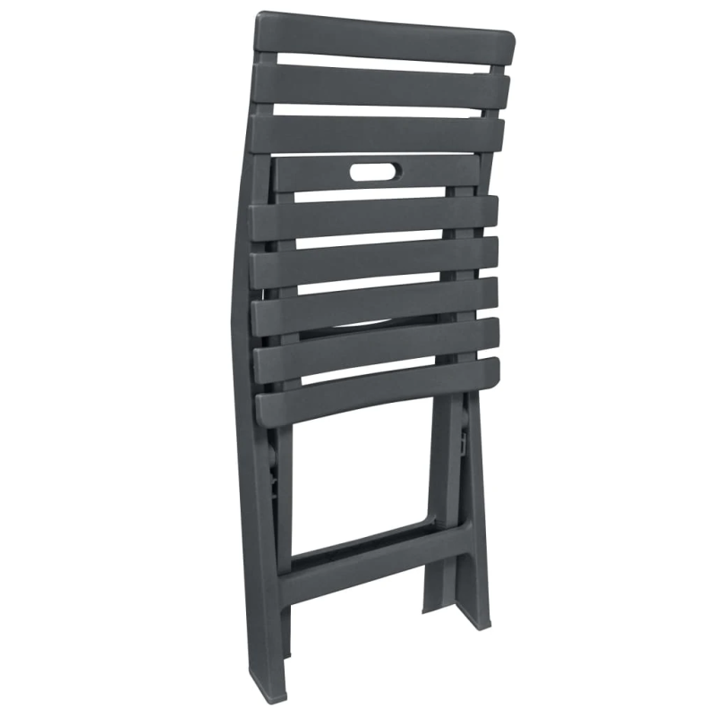 vidaXL 3-daļīgs bistro mēbeļu komplekts, saliekams, plastmasa, pelēks