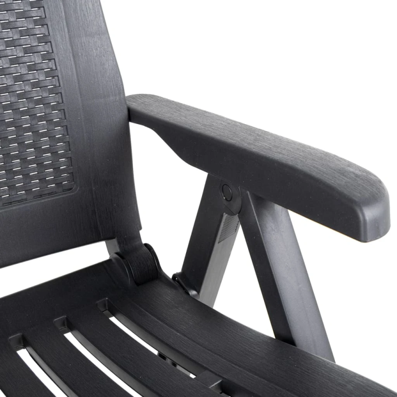 vidaXL atgāžami dārza krēsli, 2 gab., antracītpelēka plastmasa