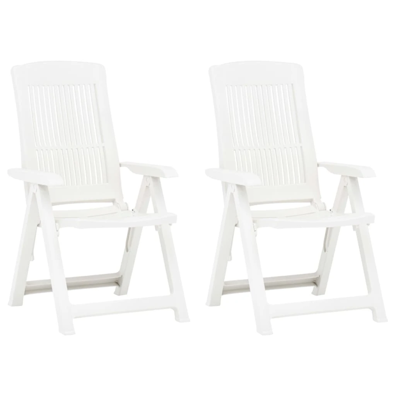 vidaXL atgāžami dārza krēsli, 2 gab., balta plastmasa