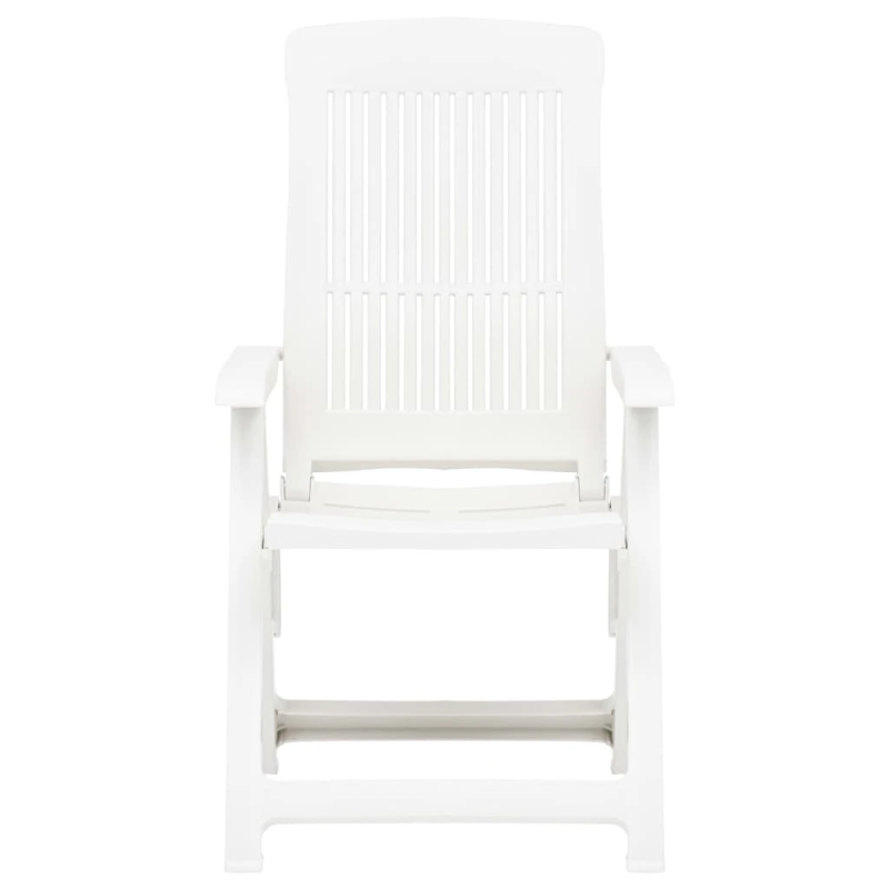 vidaXL atgāžami dārza krēsli, 2 gab., balta plastmasa