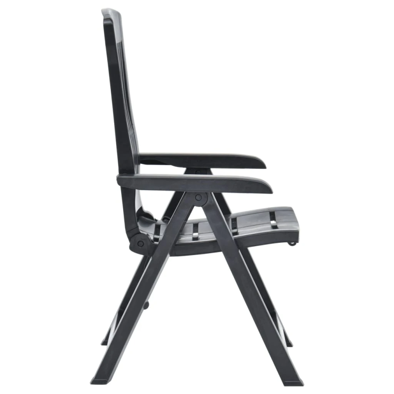 vidaXL atgāžami dārza krēsli, 2 gab., antracītpelēka plastmasa