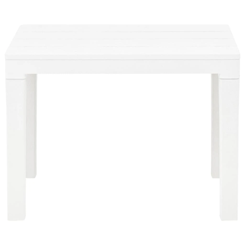 vidaXL dārza galds ar 2 soliem, balta plastmasa