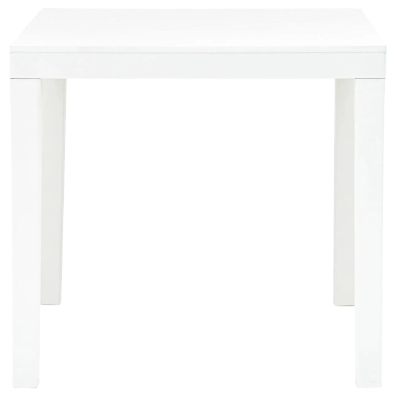 vidaXL dārza galds ar 2 soliem, balta plastmasa