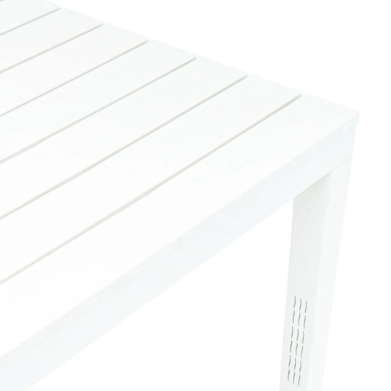 vidaXL dārza galds ar 2 soliem, balta plastmasa