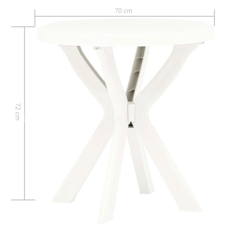 vidaXL bistro galds, balts, DIA70 cm, plastmasa