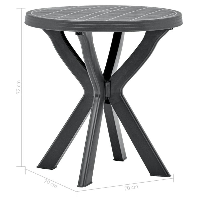 vidaXL bistro galds, antracītpelēks, DIA70 cm, plastmasa