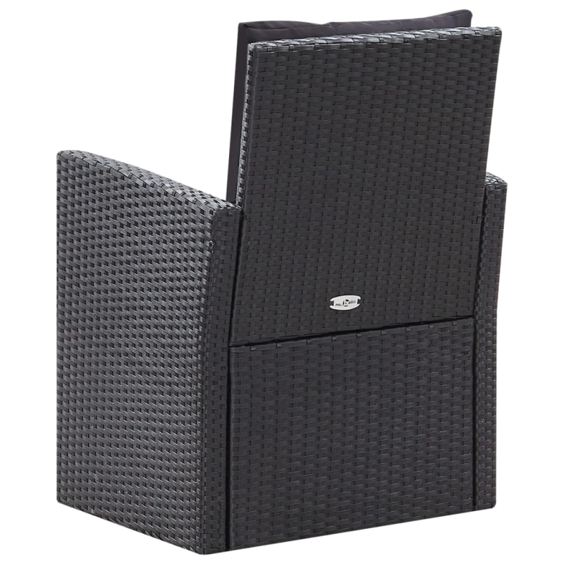 vidaXL 6-daļīgs dārza atpūtas mēbeļu komplekts ar matračiem, PE, melns