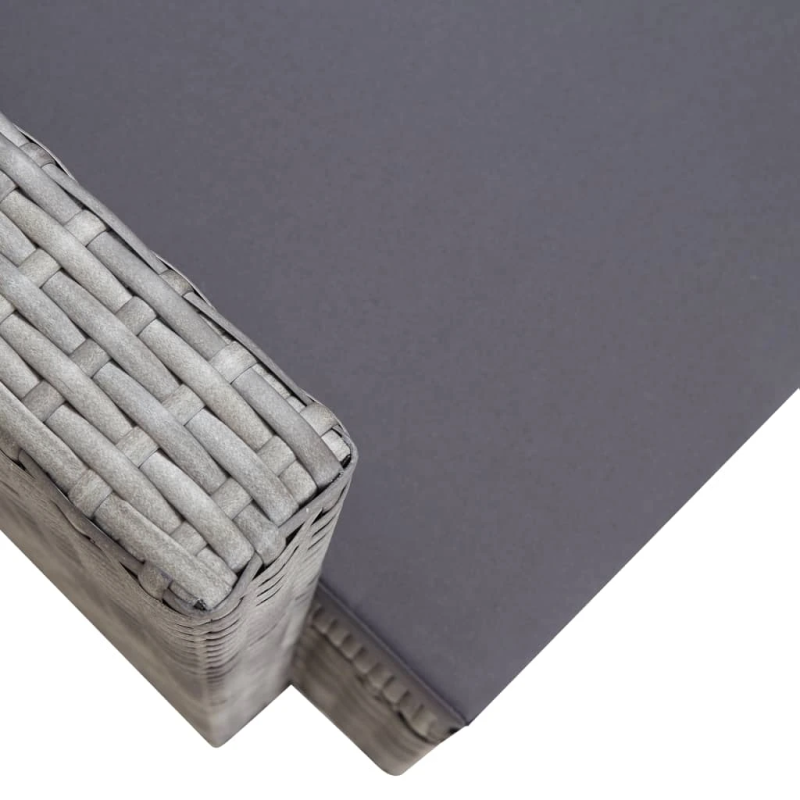vidaXL dārza krēsls ar spilveniem, PE rotangpalma, pelēks