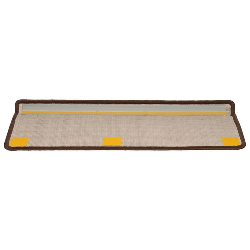 vidaXL kāpņu paklājiņi, 15 gab., 65x21x4 cm, brūni, taisnstūrveida mala