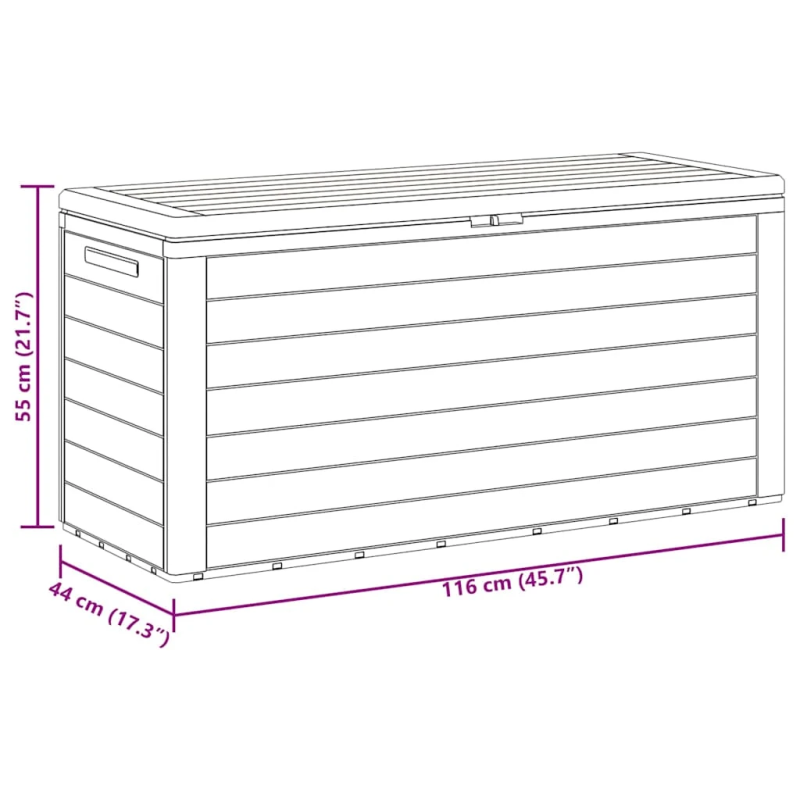 vidaXL dārza uzglabāšanas kaste, brūna, 116x44x55 cm