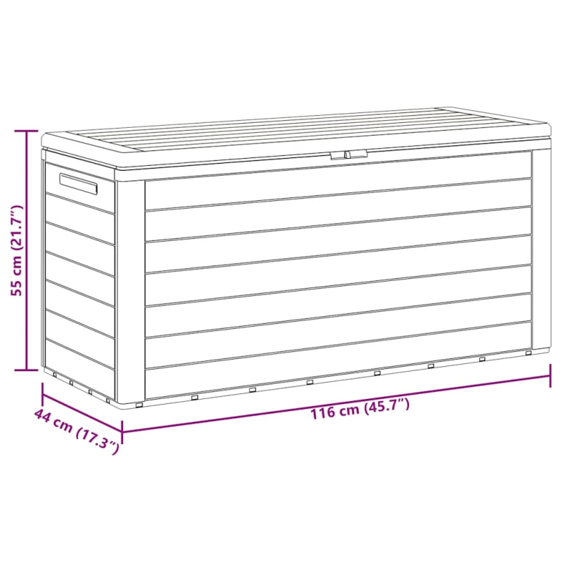 vidaXL dārza uzglabāšanas kaste, antracītpelēka, 116x44x55 cm