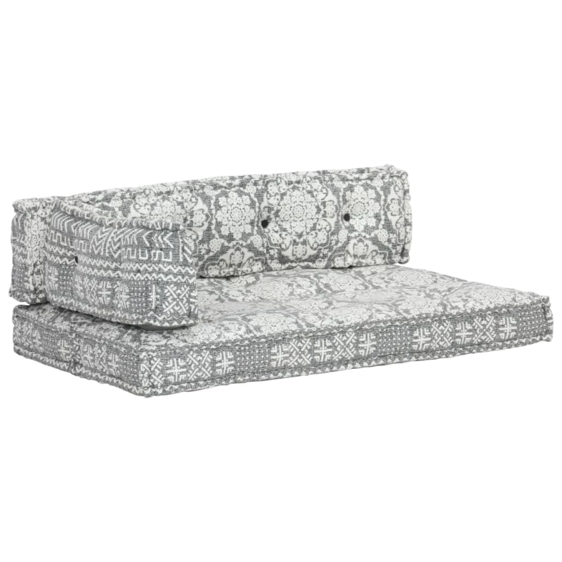 vidaXL palešu dīvānu spilvens, gaiši pelēks audums, tekstilmozaīka